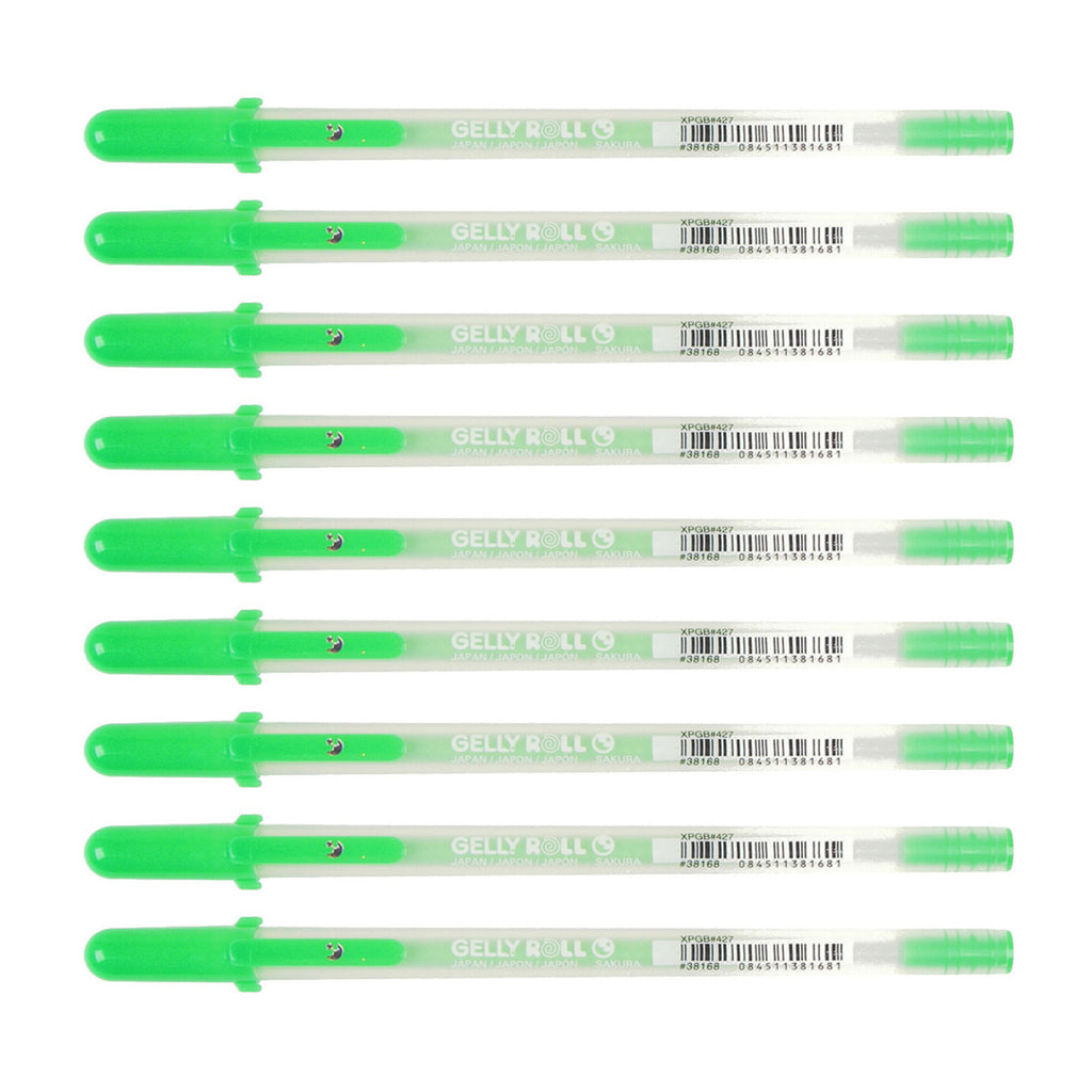 9pcs Sakura Gelly Roll 1.0mm Moonlight Pen | Fluorescent Green