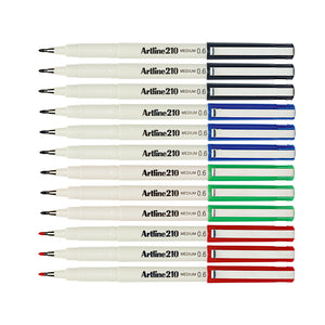 12pcs Artline 210 Medium 0.6mm Fineliner Pen