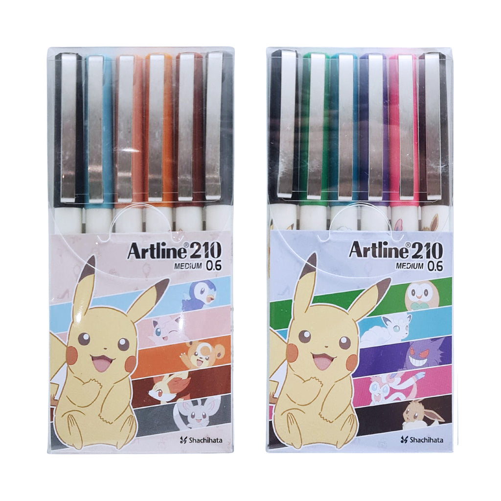6pcs Artline 210 Medium 0.6mm Fineliner Pokemon Edition