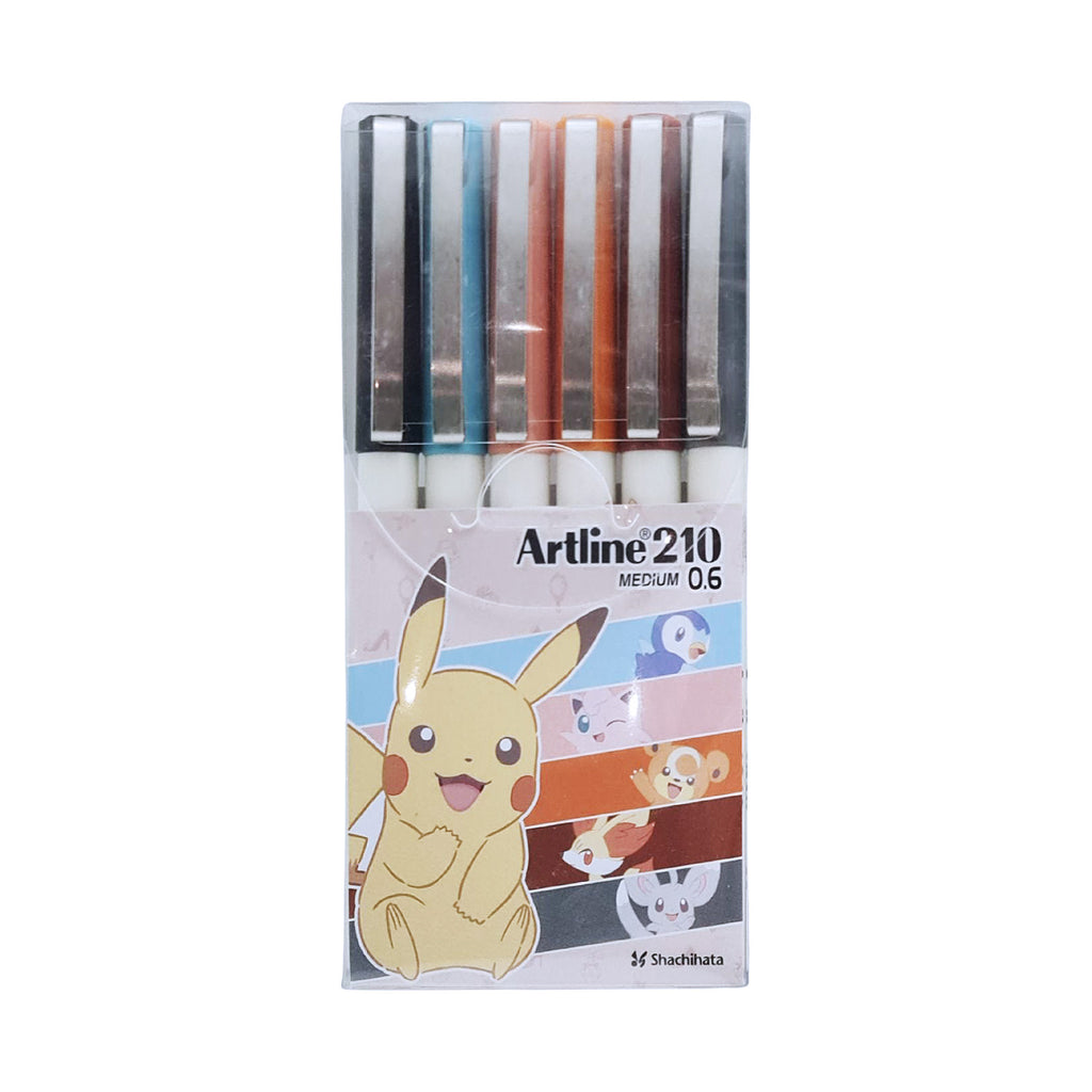 6pcs Artline 210 Medium 0.6mm Fineliner Pokemon Edition | Set 1