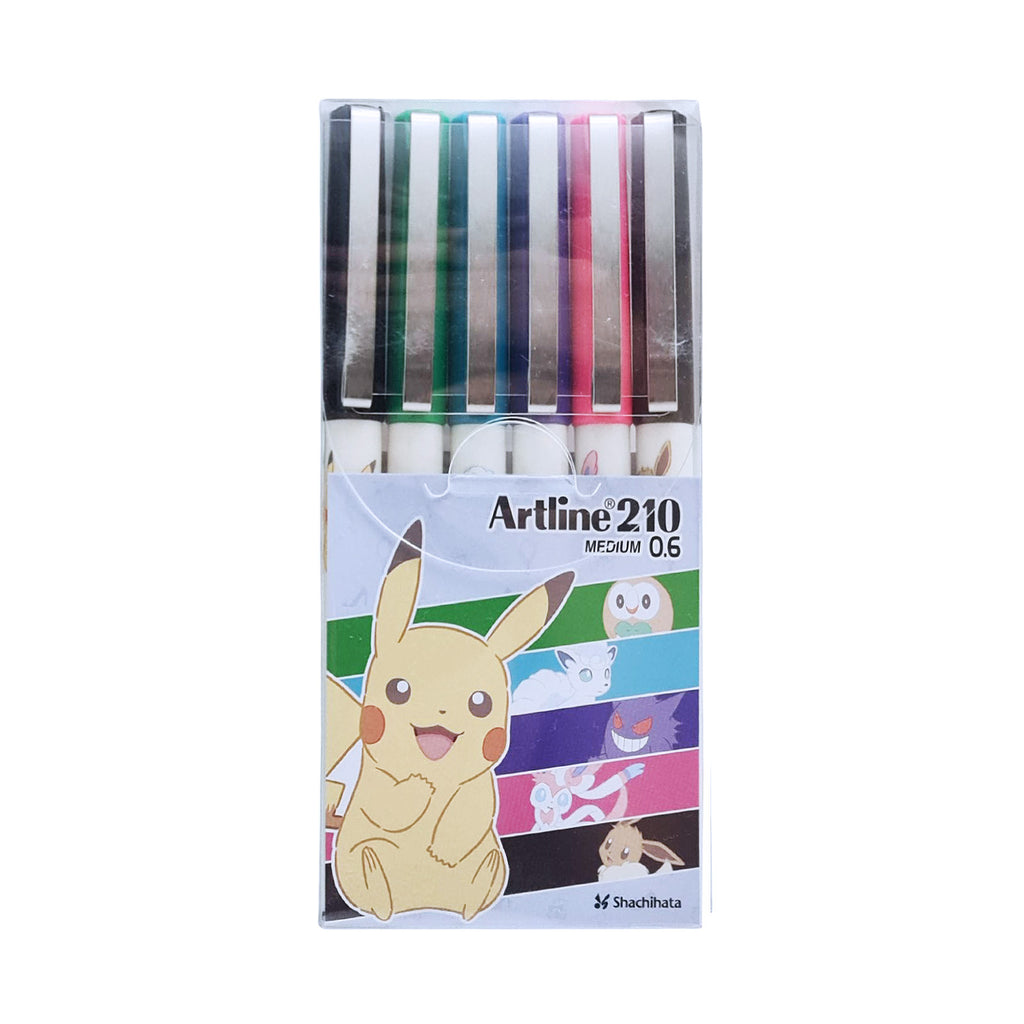 6pcs Artline 210 Medium 0.6mm Fineliner Pokemon Edition | Set 2