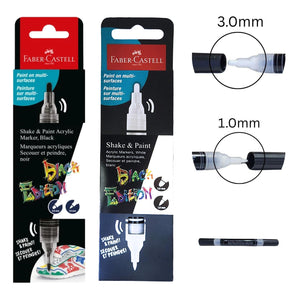 Faber-Castell Shake & Paint Acrylic Markers - Black / White
