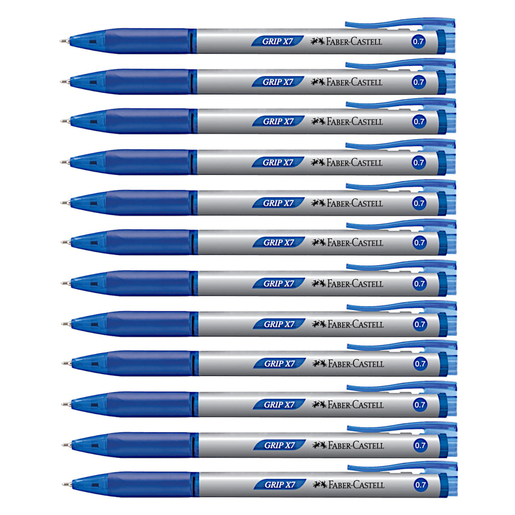 12pcs Faber Castell Grip X7 Ball Point Pens 0.7mm - Blue
