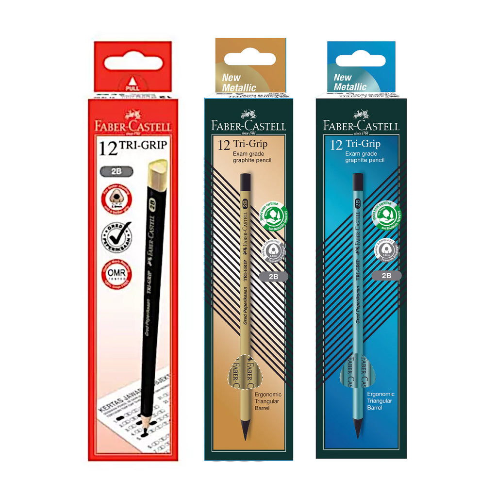 Faber Castell Tri-Grip 2B Exam Grade - 12 Pencils