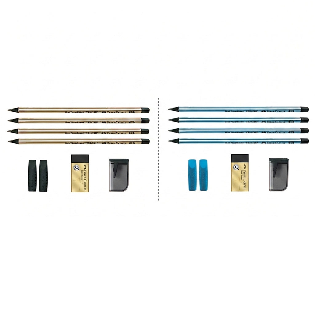 Faber Castell Top Scorer Tri-Grip 2B Pencil Set - Gold/ Blue Edition