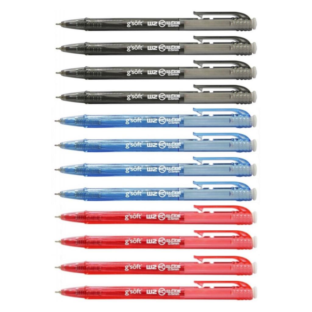 12pcs G'Soft W2 Retractable Ballpoint Pen 0.5mm