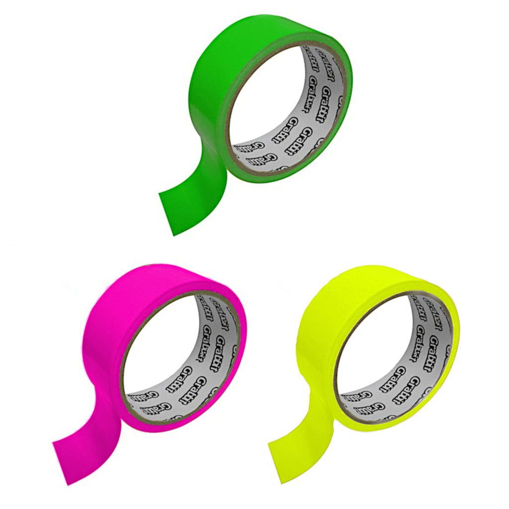 Grabbit Fluorescent Cloth Tape 36mm x 5 Yards | Green, Pink Yellow