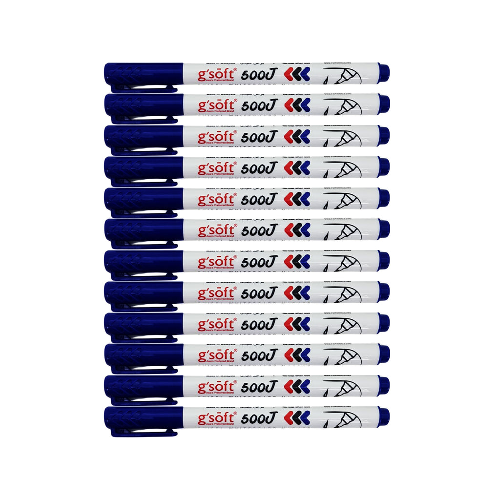12pcs G'Soft Jawi Writing Whiteboard Marker Pen - Chisel Tip - Blue