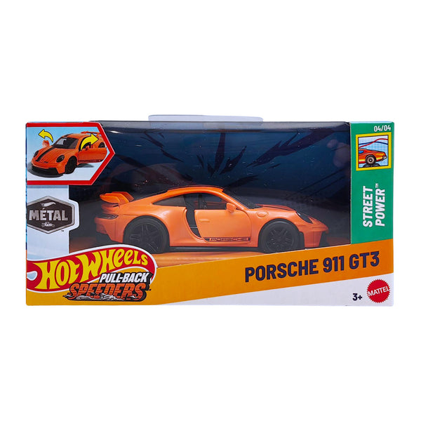Hot Wheels Pull-Back Speeder Porsche 911 GT3 Toy Car | 1 Station Hub