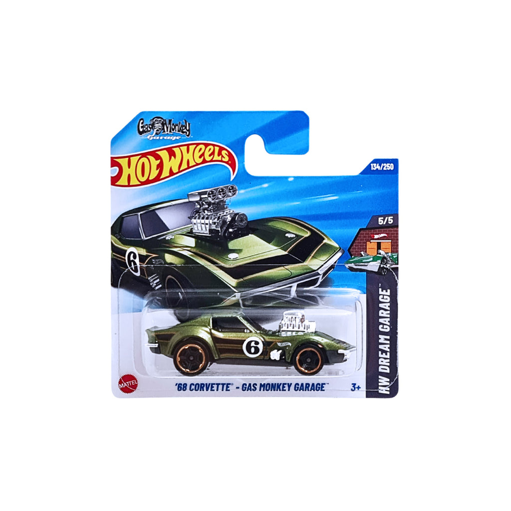 Hot Wheels HW DREAM GARAGE | '68 Corvette - Gas Monkey Garage - Green (134/250) Short Card