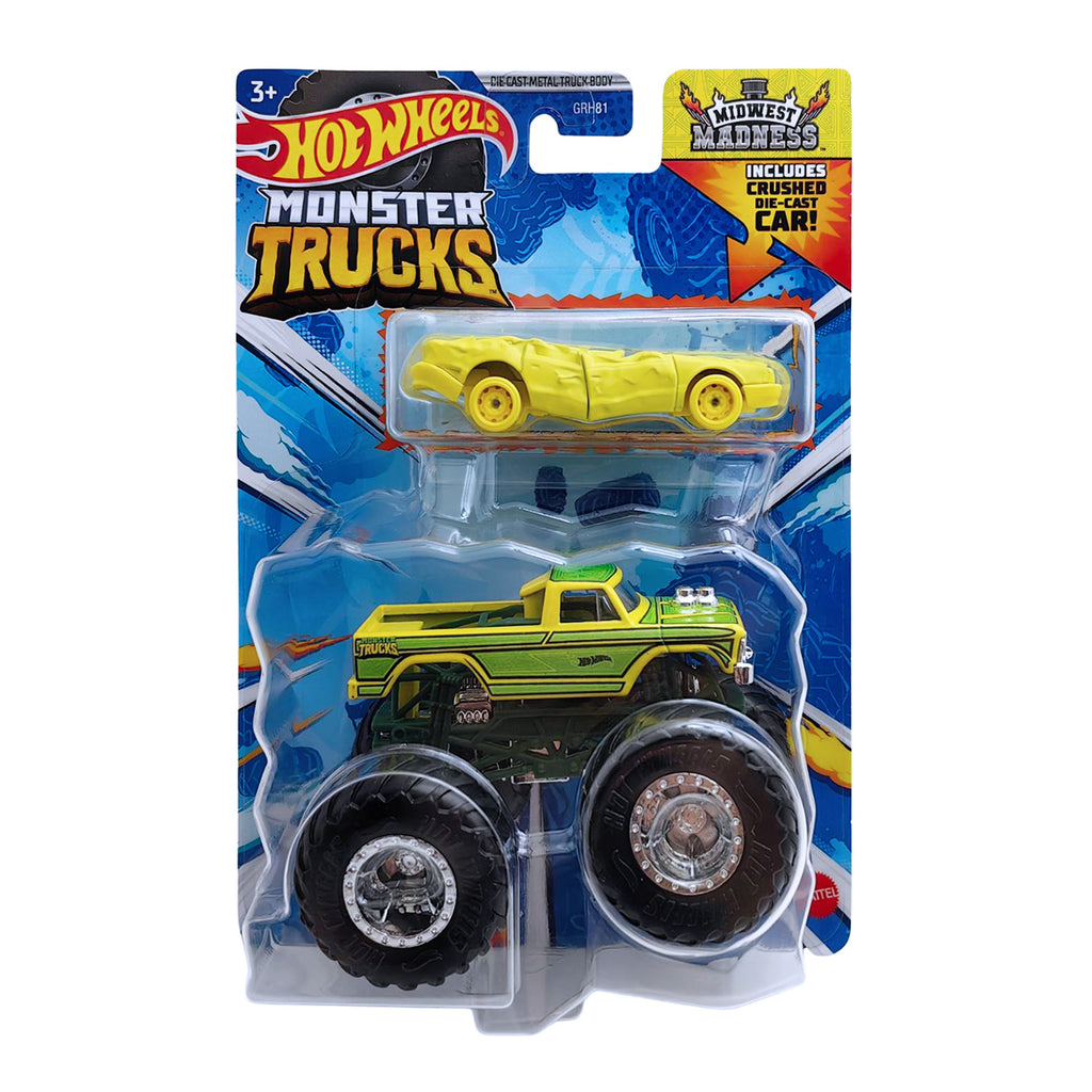 Hot Wheels Monster Trucks Midwest Madness with Crushed Sedan Sudden Stop