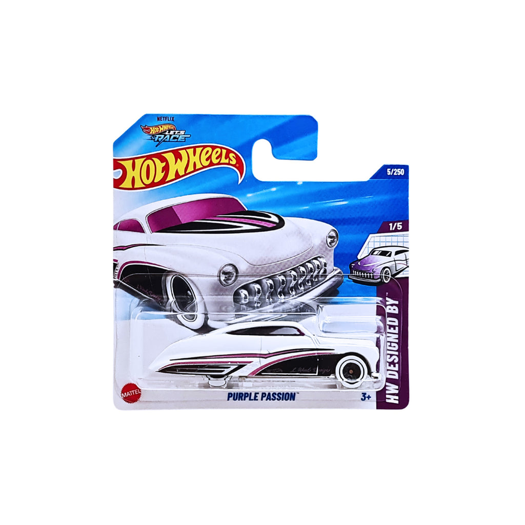 Hot Wheels Purple Passion – Edizione HW Progettato Da 1/64, Colore Bianco [Modello Da Collezione]