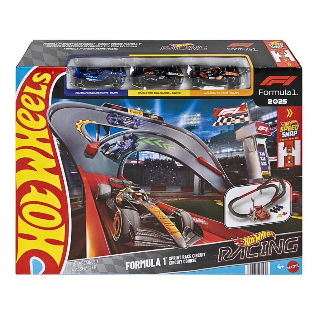 Hot Wheels Racing Formula 1 Sprint Race Circuit Track Set with 3 Die-Cast Toy Cars | Atlassian Williams Racing | Oracle Red Blue Racing | Mclaren F1 Team