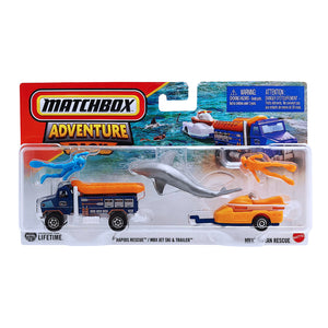 Matchbox Hitch & Haul Adventure Pack Ocean Rescue | Rapids Rescue / MBX Jet Ski & Trailer - Orange (JCN16)