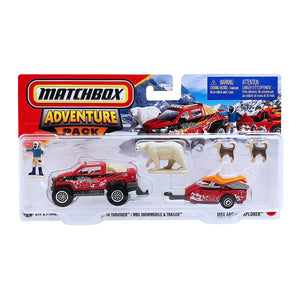 Matchbox Hitch & Haul Adventure Pack MBX Artic Explorer | Snow Trasher / Snowmobile & Trailer -Red (JCN15)