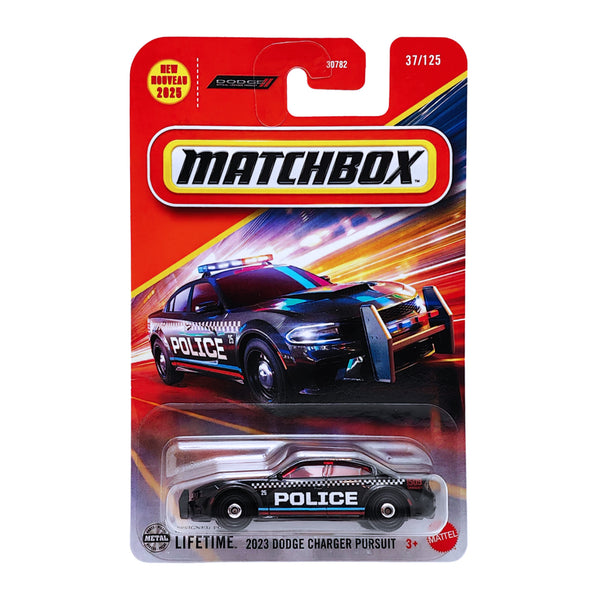 Voiture Miniature Matchbox Dodge Charger Police Poursuite 2023 - Noire, échelle 1:64, Modèle 2025
