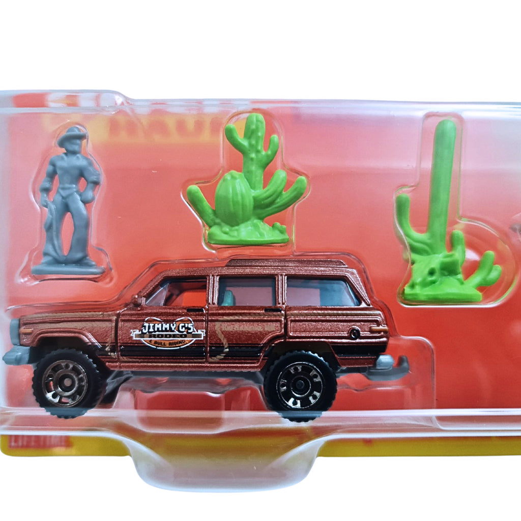 Matchbox Hitch & Haul | MBX Rodeo - 1988 Jeep Wagoneer / MBX Pony Trailer - Brown (HVP34)