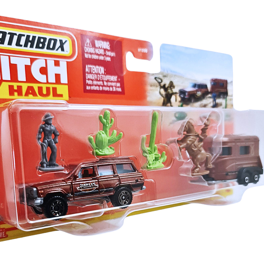 Matchbox Hitch & Haul | MBX Rodeo - 1988 Jeep Wagoneer / MBX Pony Trailer - Brown (HVP34)