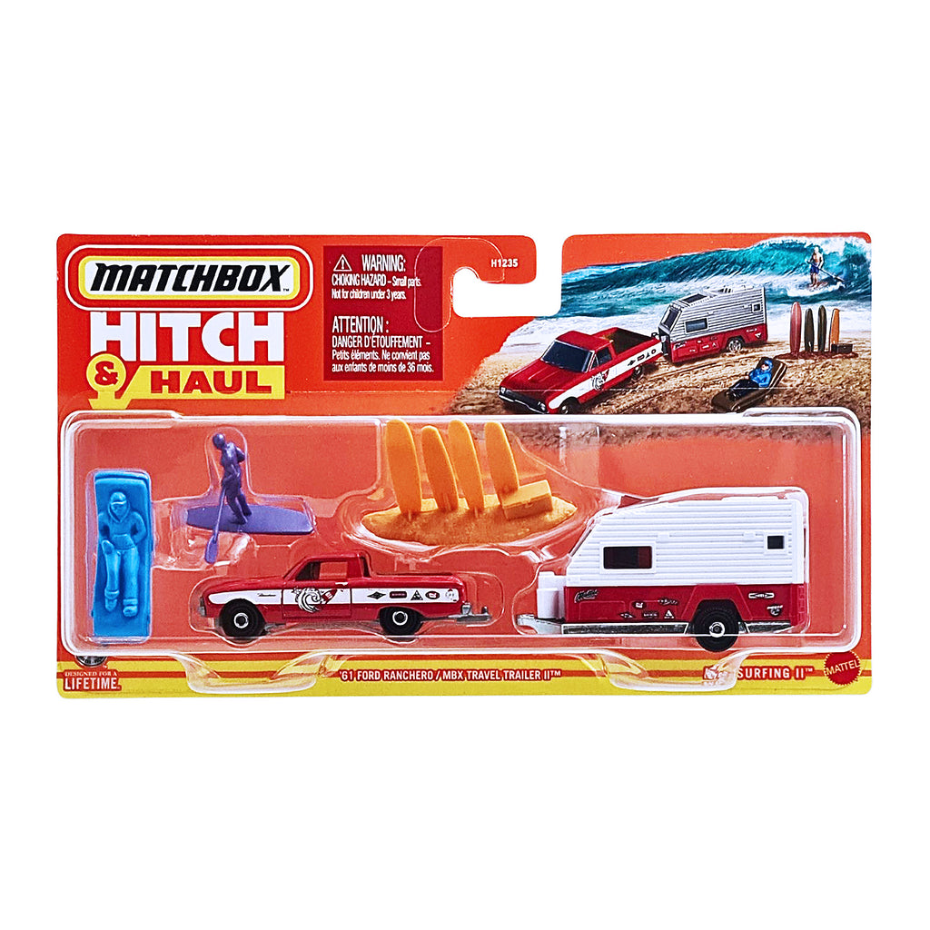 Matchbox Hitch & Haul | MBX Surfing II - '61 Ford Ranchero / MBX Travel Trailer II - Red (HVP33)