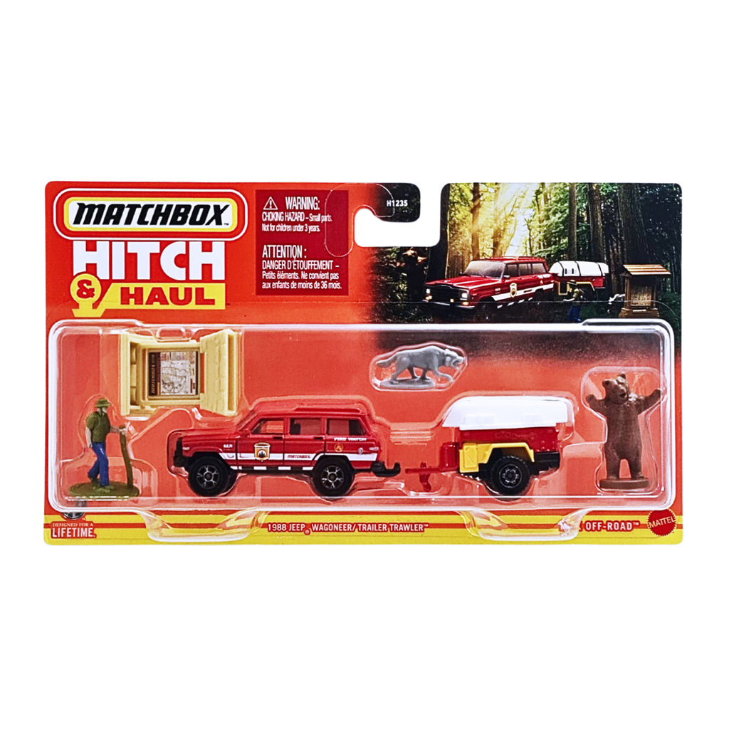 Matchbox Hitch & Haul MBX Off Road - 1988 Jeep Wagoneer / Trailer Trawler