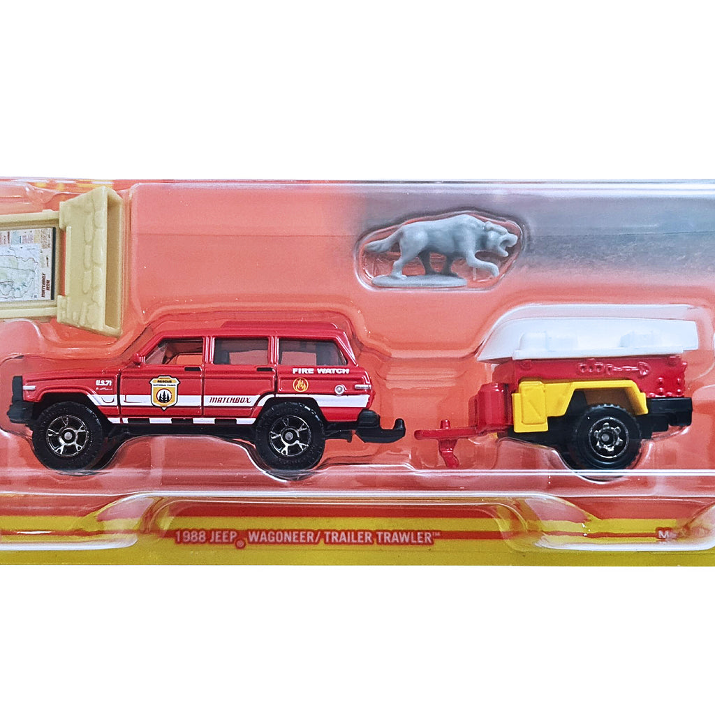 Matchbox Hitch & Haul MBX Off Road - 1988 Jeep Wagoneer / Trailer Trawler