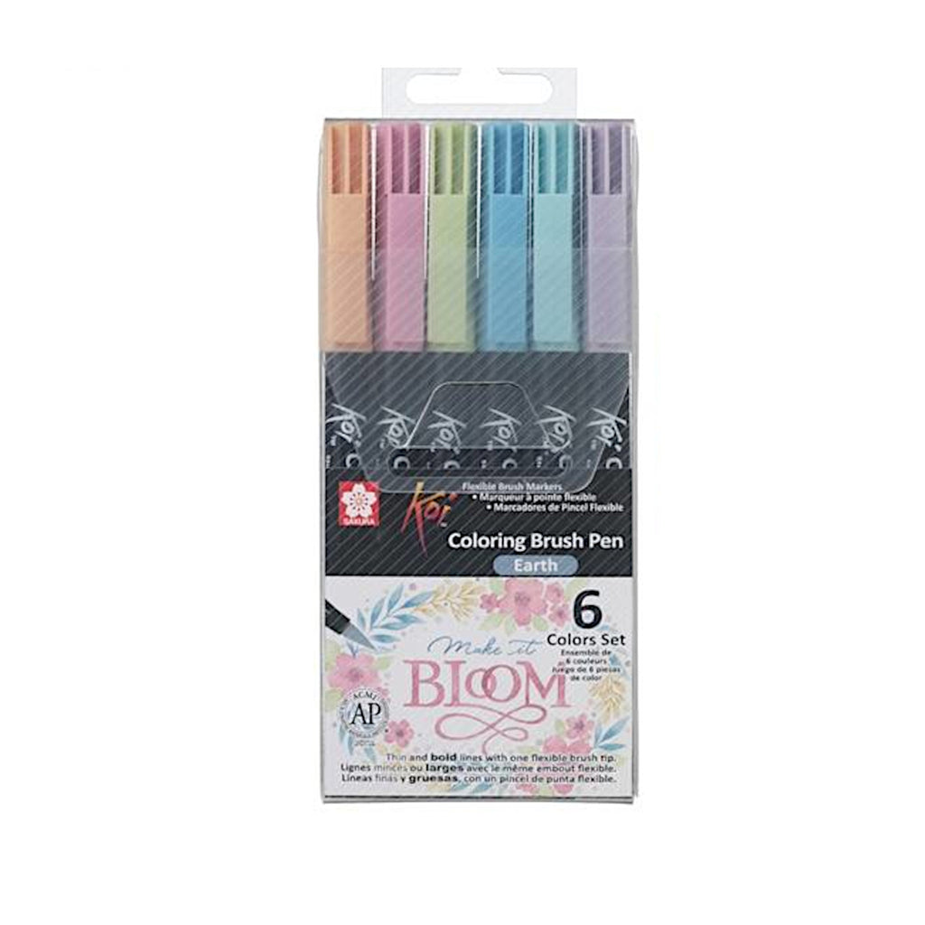 Sakura Koi Colouring Brush Pen - 6 Colour Set | Earth Set