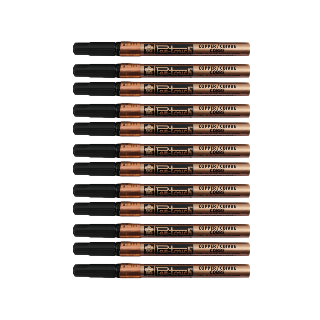 12pcs Sakura Pen-Touch Extra Fine 0.7mm Marker - Copper