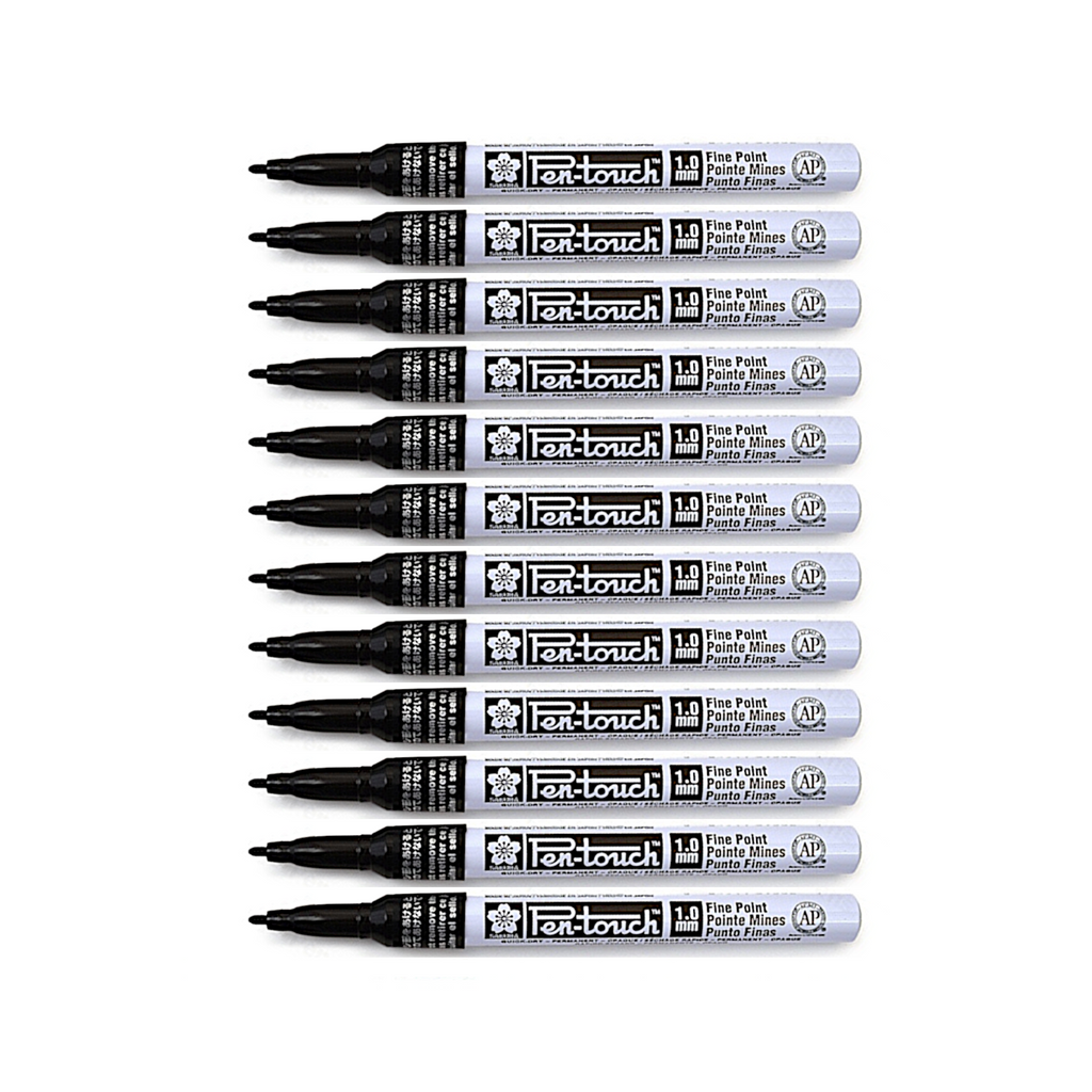 12pcs Sakura Pen-Touch Fine 1.0mm Permanent Marker - Black