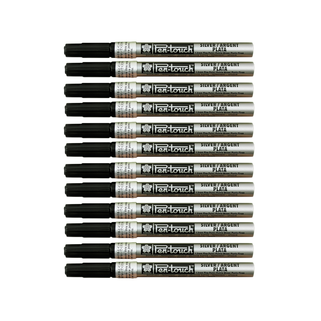 12pcs Sakura Pen-Touch Fine 1.0mm Permanent Marker - Silver
