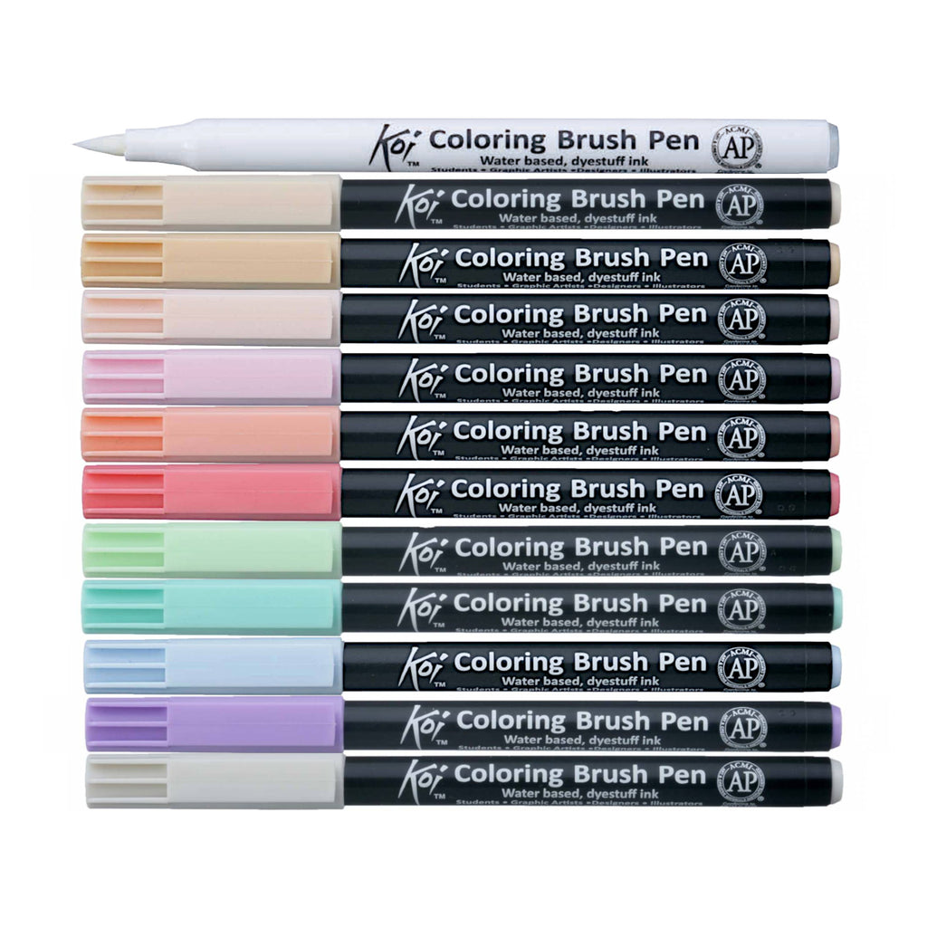 Sakura Koi Colouring Brush Pen - 12 Colour Set - Calming Pastel