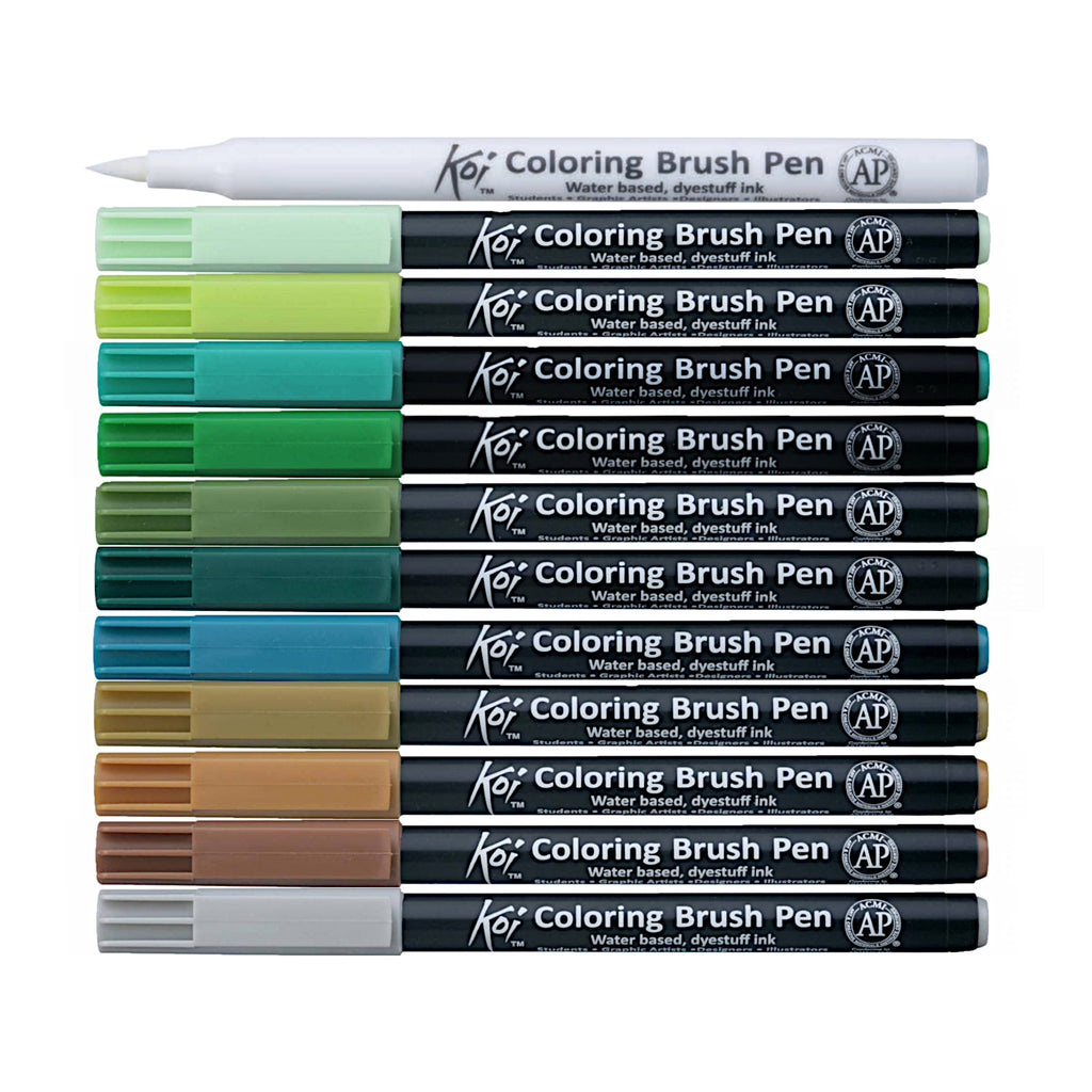 Sakura Koi Colouring Brush Pen - 12 Colour Set - Lush Garden
