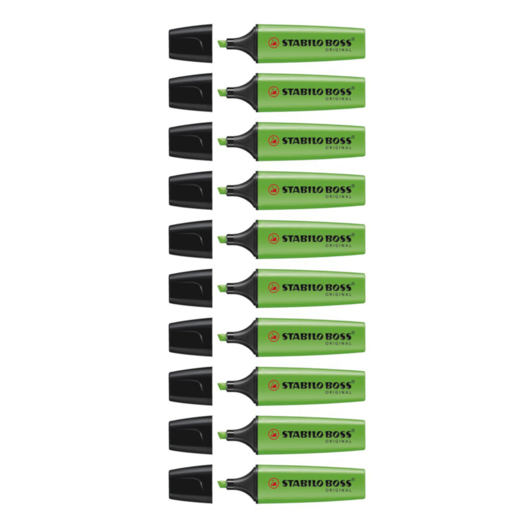 10pcs Stabilo Boss Original Fluorescent Colour Highlighter - Green