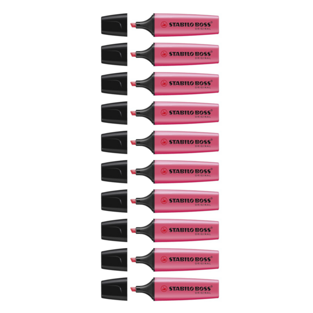 10pcs Stabilo Boss Original Fluorescent Colour Highlighter - Pink