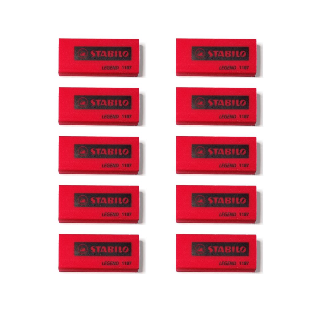 10pcs of Stabilo Legend 1197 Colourful Eraser - Red
