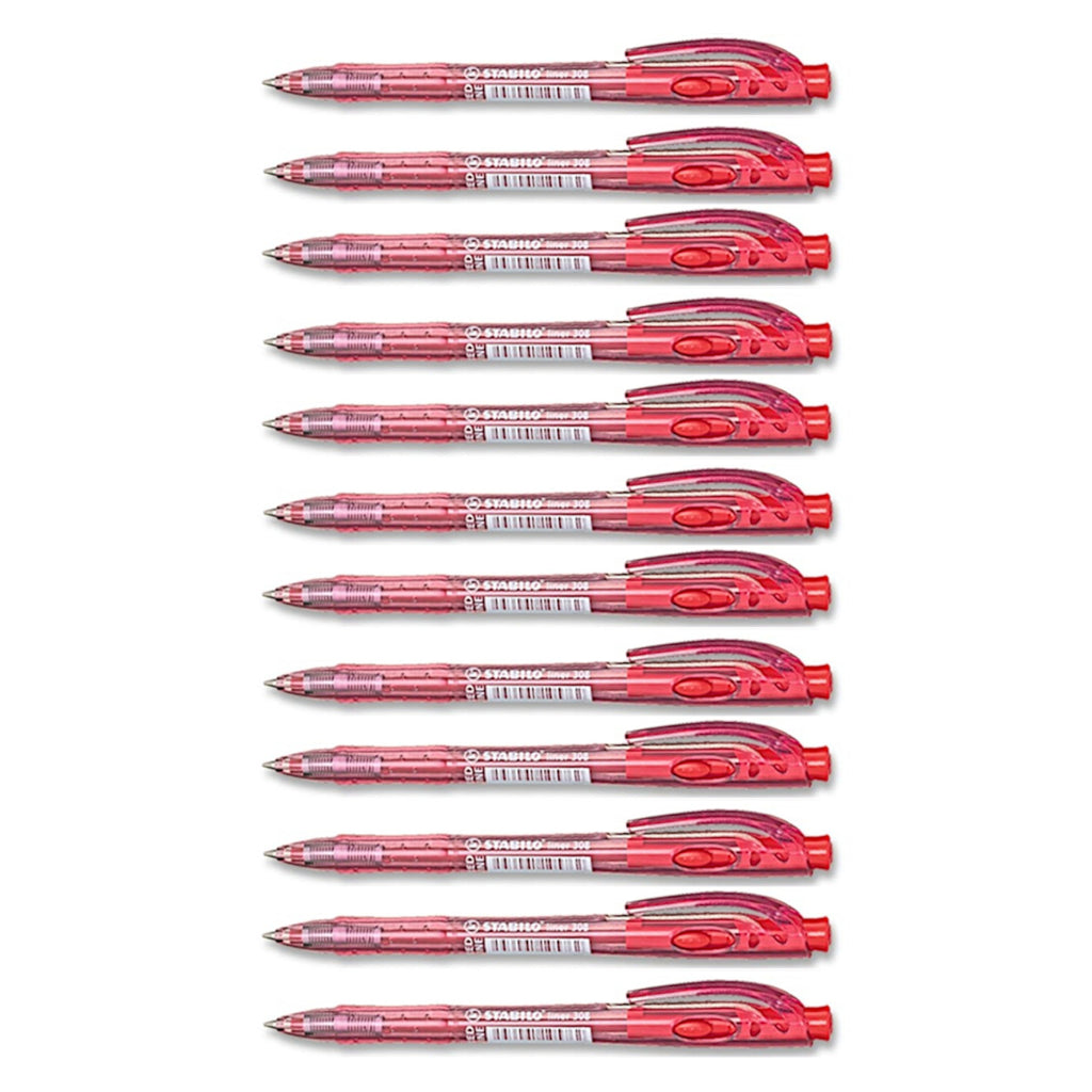 12pcs Stabilo Liner 308F Ballpoint Pen Fine - Red