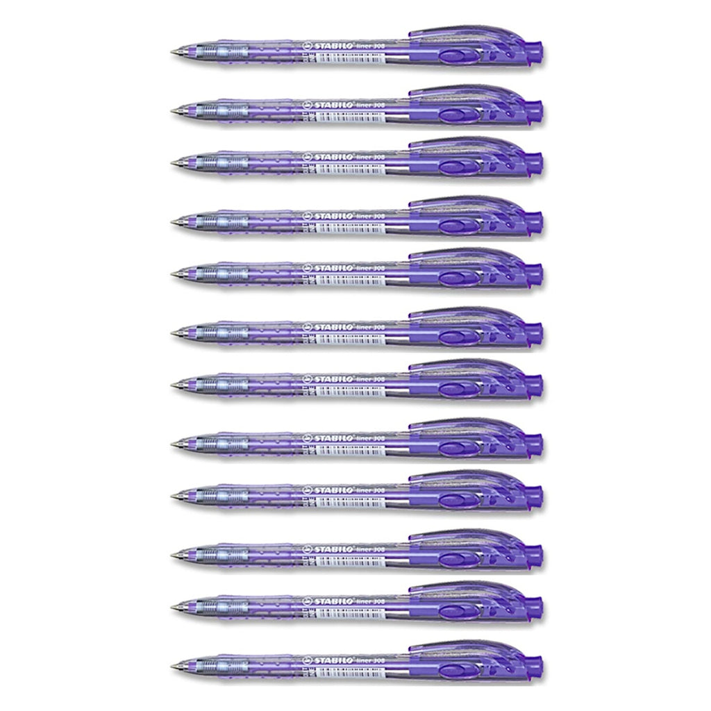 12pcs Stabilo Liner 308F Ballpoint Pen Fine - Violet