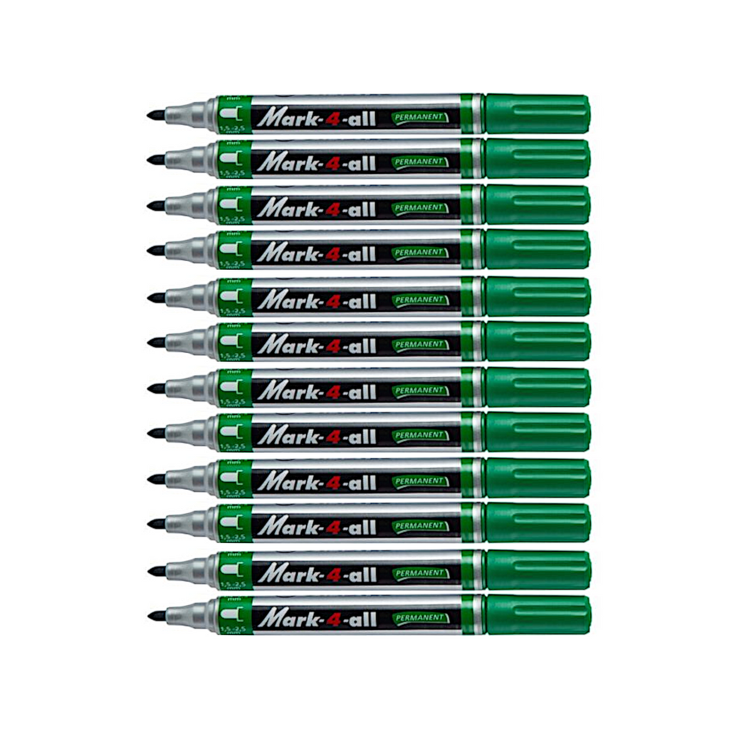12pcs Stabilo Mark-4-All Permanent Marker - Bullet Tip - Green