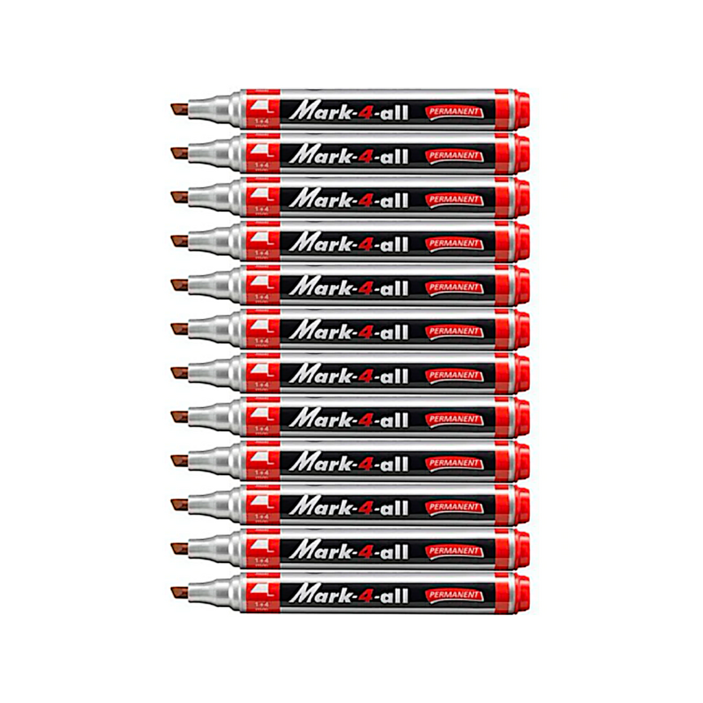 12pcs Stabilo Mark-4-All Permanent Marker - Chisel Tip - Red
