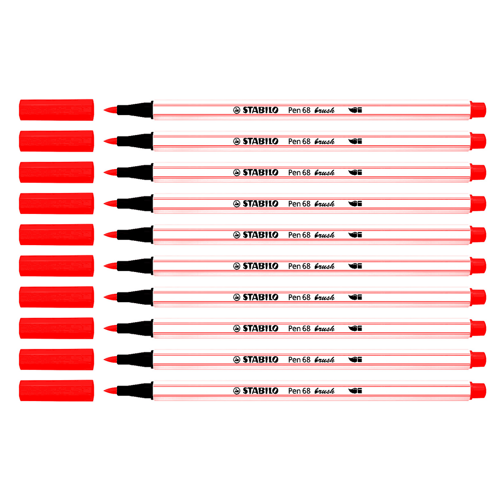 10pcs Stabilo Pen 68 Brush Pens - Carmine