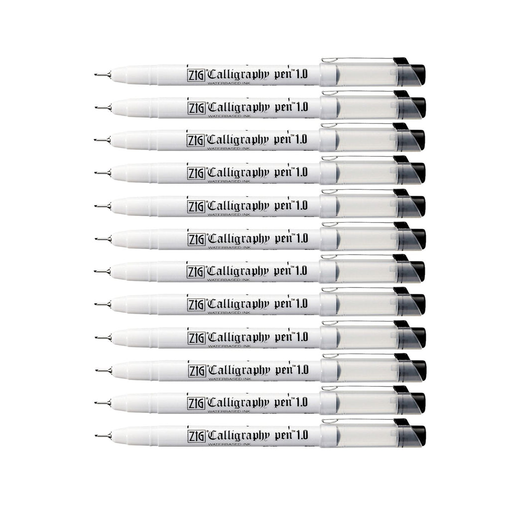 12pcs Zig Kuretake Calligraphy Pen Oblique Tip | 1.0mm
