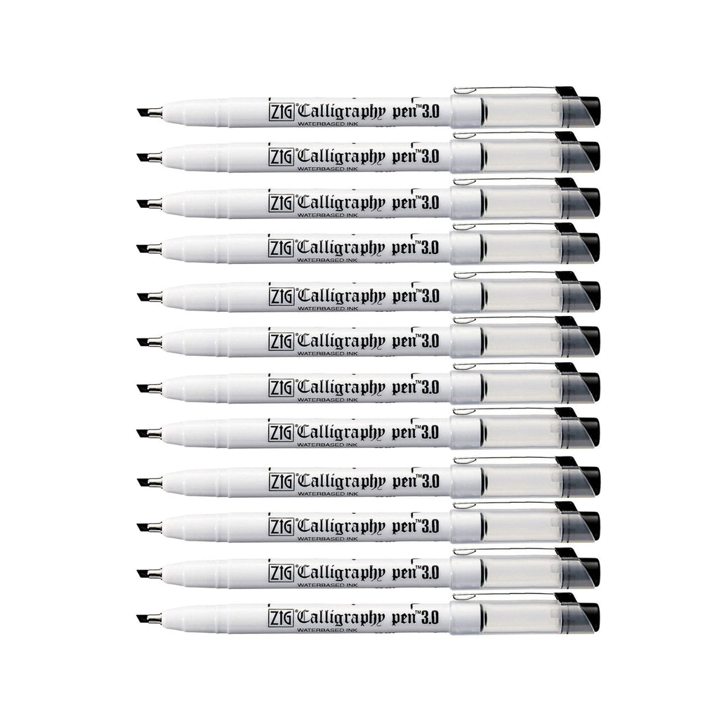 12pcs Zig Kuretake Calligraphy Pen Oblique Tip - 3.0mm