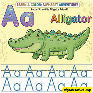 Alphabet Colouring Pages - Alligator [Digital Dowload only]