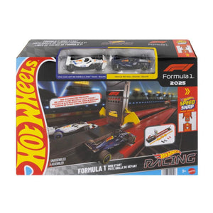 Hot Wheels Racing Formula 1 Grid Start Track Set with 2 Die-Cast Toy Cars - JNN35