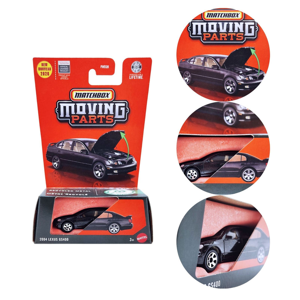 Hoe Math Dox Matchbox Moving Parts 2004 Lexus GS400 | 1:64 Diecast | 1 Station Hub