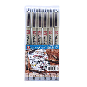 Sakura pigma sketch Brush Pens | Pack of 6 Pens