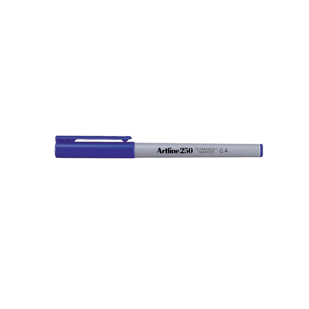 Artline 250 0.4mm Permanent Marker | Pack of 6 Pens | Blue