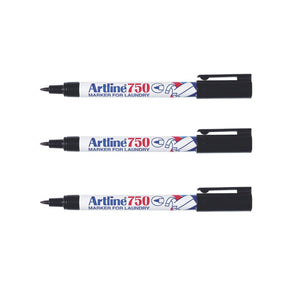 Artline 750 Laundry Black Permanent Marker Pen | Pack of 3 