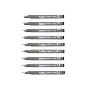 Artline Technical Drawing System | Set of 9 Black Pens