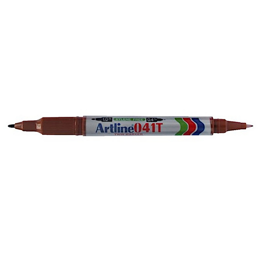 Artline EK-041T Twin Tip Permanent Marker - Brown