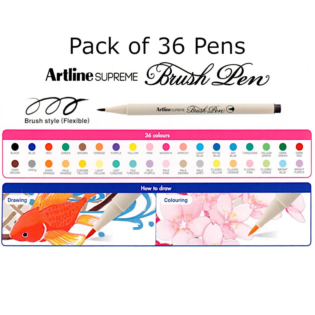 Artline Supreme Brush Pens | Pack of 36 Colours